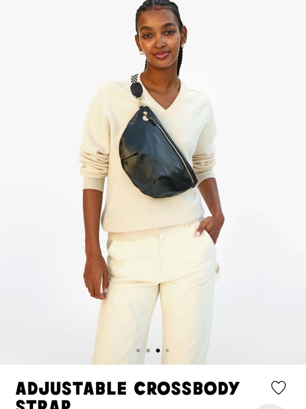 Detachable Beige & Black Checkered Bag Strap with Gold Hardware - Picture 5 of 7